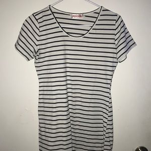 White and black striped dress